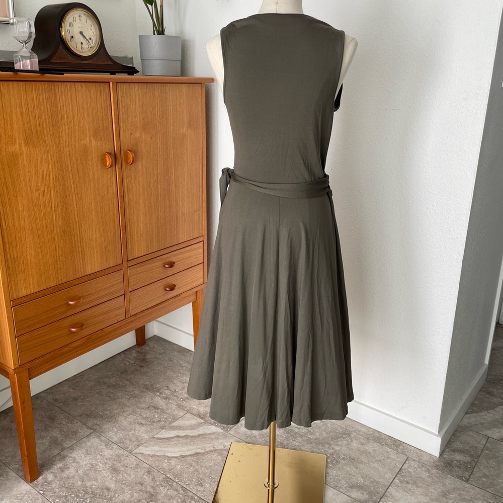 Banana Republic Green Wrap Pleated Midi Dress Silk - Picture 2 of 5